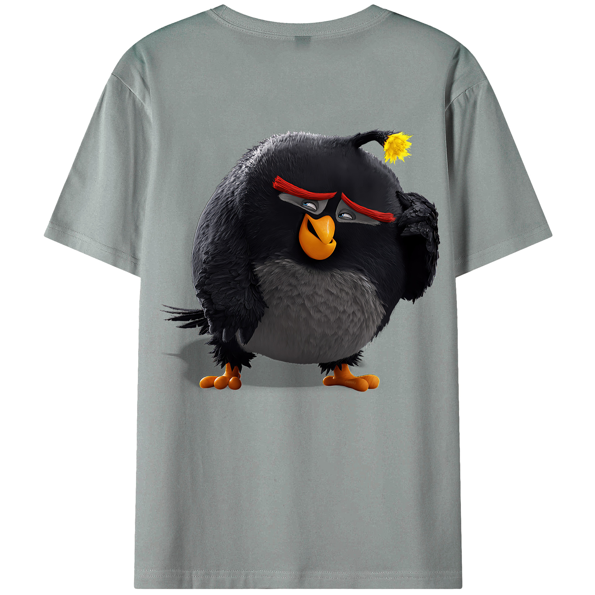 （画像用） Angry Birds アングリーバード 綿100％ メンズ半袖Tシャツ（バックプリント） 通気性